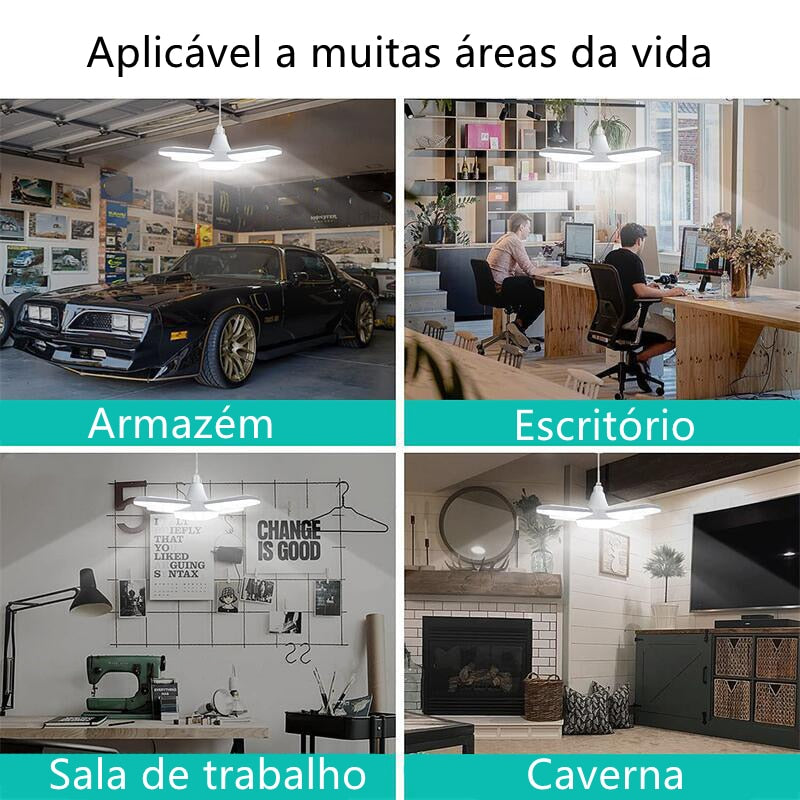 Lâmpada LED Dobrável E27 Parafuso de 4 Folhas Lâmpada de 4 Folhas 28W