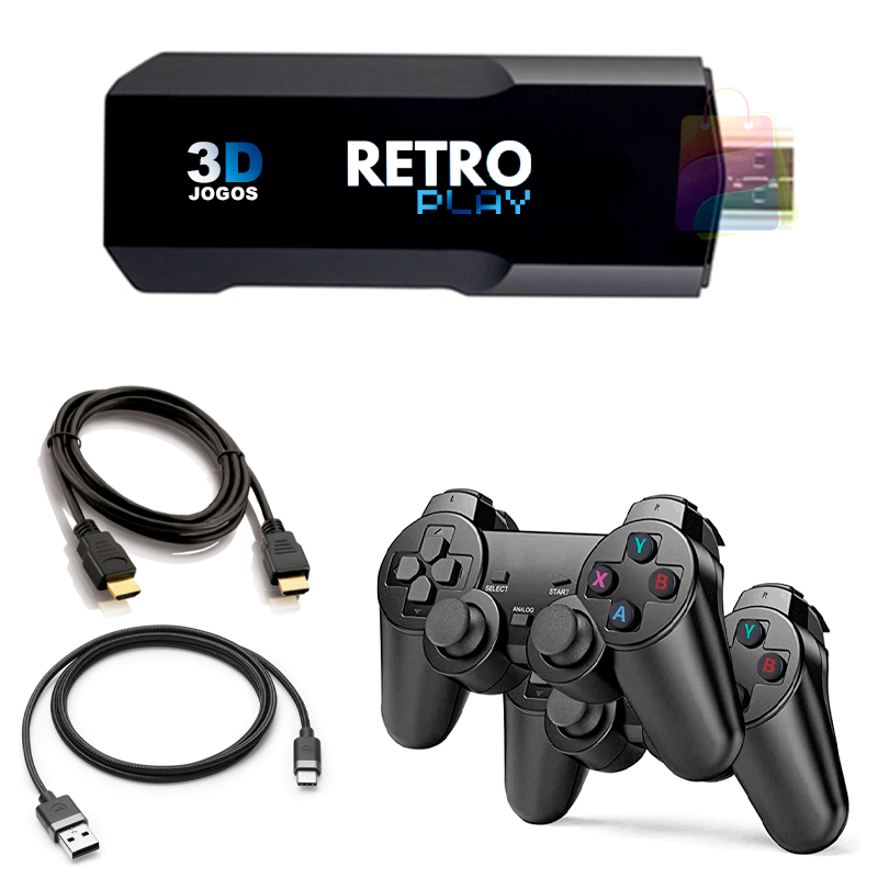 Vídeo Game Retro 4K Com Mais de 30000 Jogos + 2 Controles Sem Fio | RetroPlay